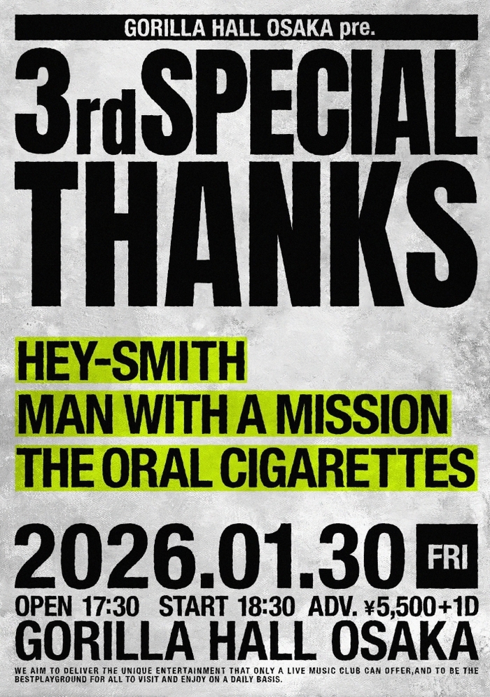 MAN WITH A MISSION / THE ORAL CIGARETTES / HEY-SMITH