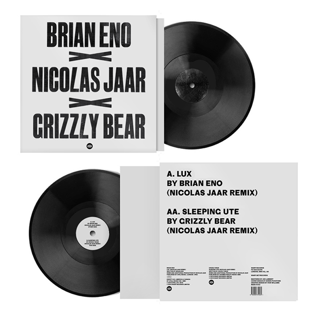Warp RecordsがNicolas JaarによるBrian EnoとGRIZZLY BEARのリミックスを収録したスペシャル・スプリット12inchをリリース。国内流通限定100枚の超貴重作品