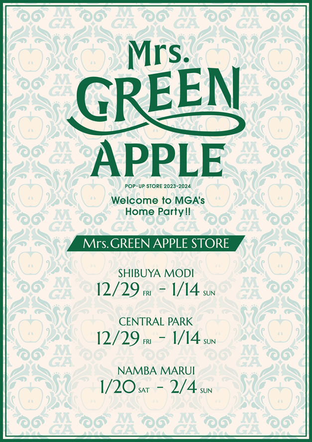 Mrs. GREEN APPLE、期間限定ポップアップ・ストアが12月より東名阪で開催決定