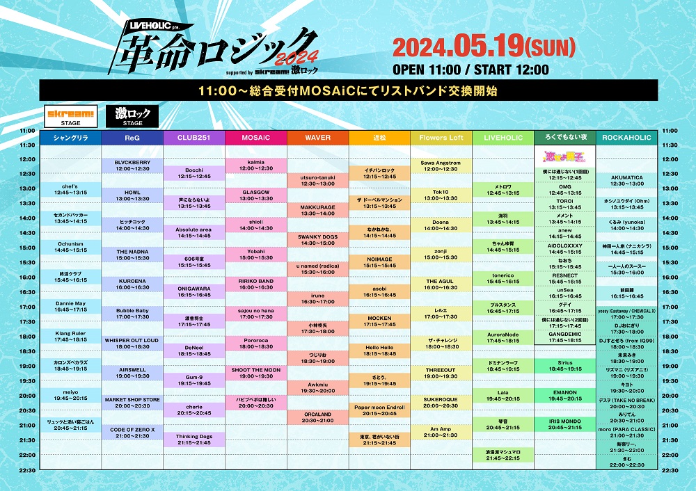 本日開催の総勢107組出演下北沢LIVEHOLIC