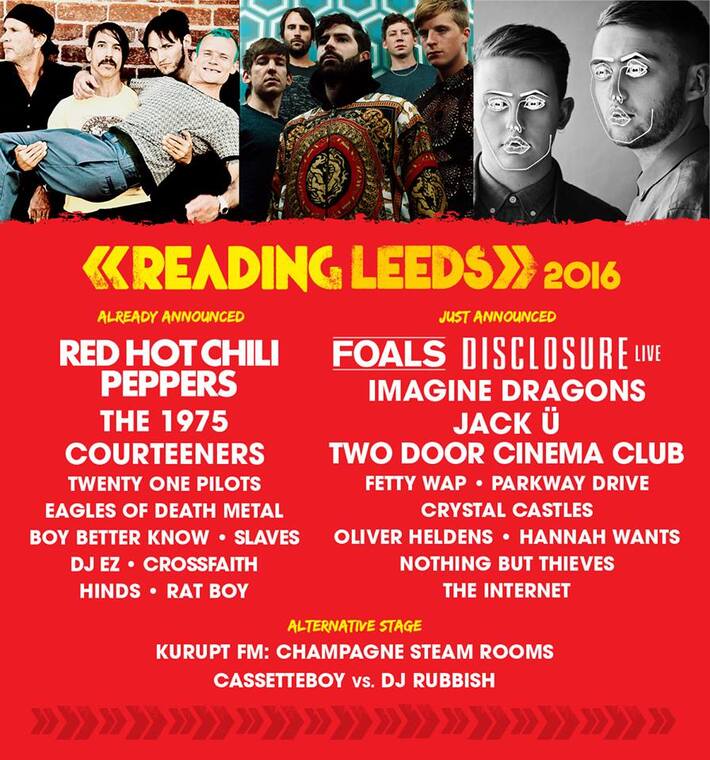 英国最大の野外ロック・フェス"READING & LEEDS FESTIVAL 2016"、FOALS、DISCLOSUREがダブル・ヘッドライナーに決定。第2弾出演アーティストも発表
