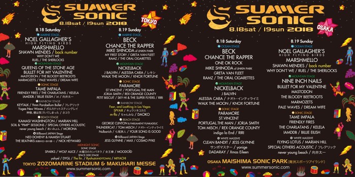 "SUMMER SONIC 2018"、第9弾アーティストにback number、The fin.、m-floら決定
