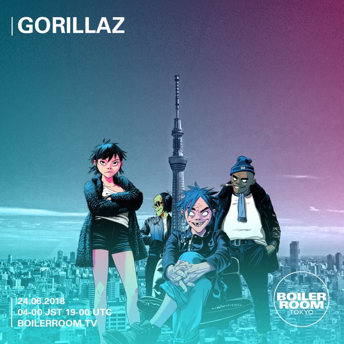 GORILLAZ、ニュー・アルバム『The Now Now』全曲演奏の日本公演ライヴ映像を6/24に"BOILER ROOM"にて配信決定