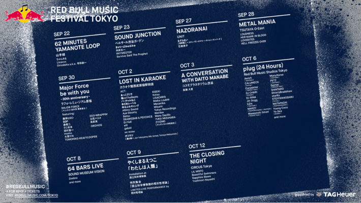 9/22-10/12開催レッドブルによる都市型音楽フェス"RED BULL MUSIC FESTIVAL TOKYO 2018"、計11公演の詳細発表。向井太一、やくしまるえつこら出演決定