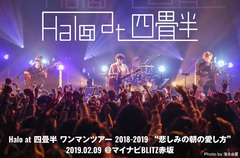 Halo at 四畳半のライヴ・レポート公開。悲しみの向こうに何があるのか――改めて自身のテーマと向き合った、バンド史上最大キャパでの全国ツアー・ファイナル公演をレポート