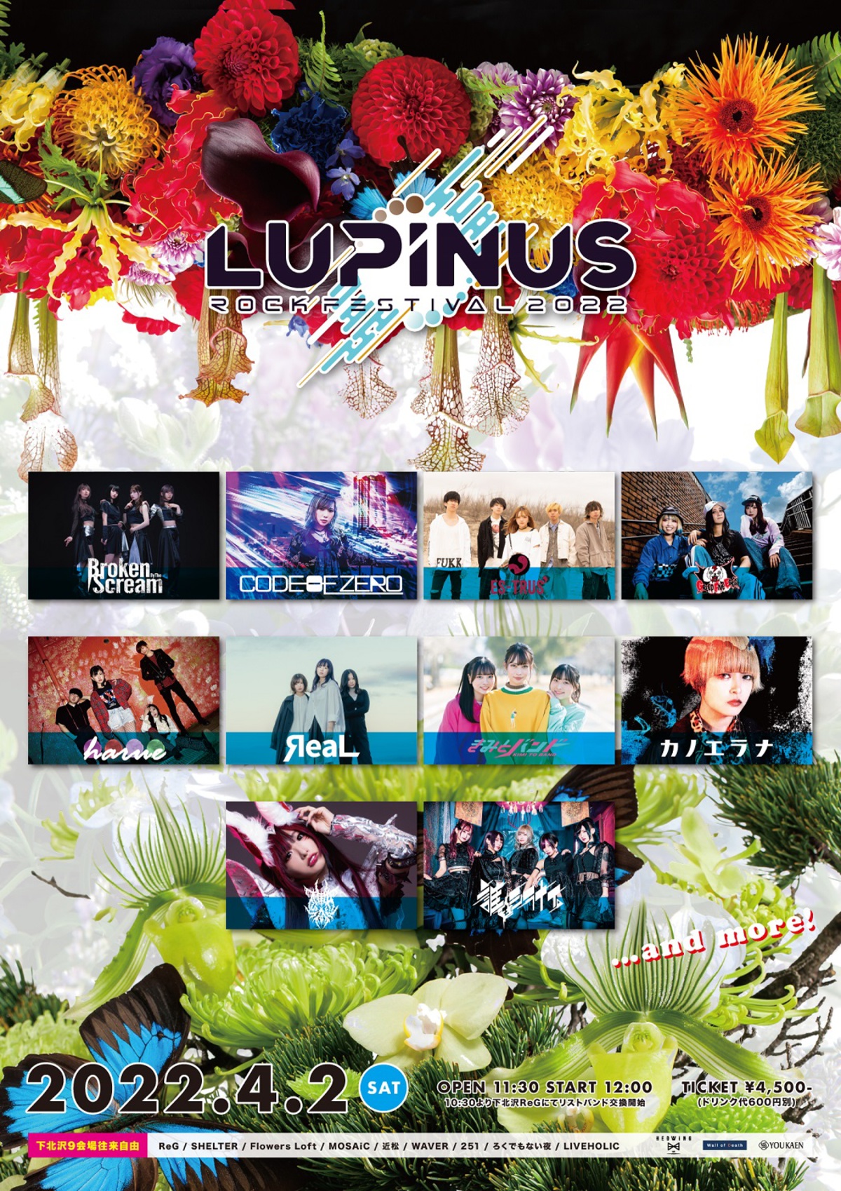 女性vo限定フェス Lupinus Rock Festival 22 下北沢9会場で開催決定 第1弾出演者でcode Of Zero カノエラナ きみとバンド Yaeal Es Trus Harueら発表