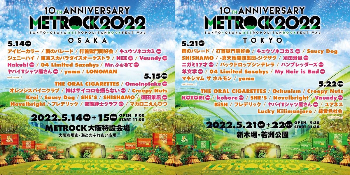 Metrock 第3弾出演アーティストにヤバt キュウソ 神サイ Vaundy Nee Kobore Hakubi 羊文学 Omoinotake ニガミ17才ら決定