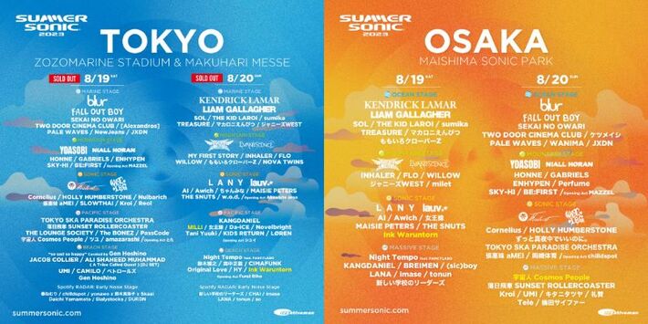 "SUMMER SONIC 2023"、第7弾追加アーティストでINK WARUNTORN、宇宙人（Cosmos People）、MILLI発表