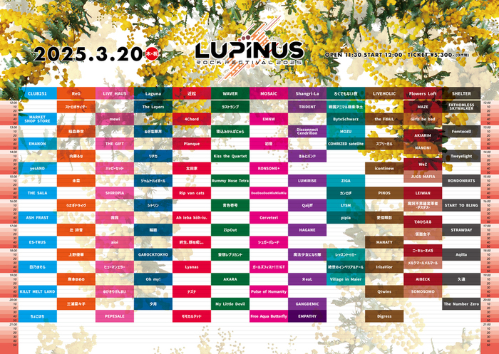 "LUPINUS ROCK FESTIVAL 2025"、タイムテーブル公開