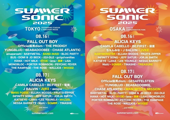 "SUMMER SONIC 2025"、第6弾アーティストでMAN WITH A MISSION、HYDE等発表