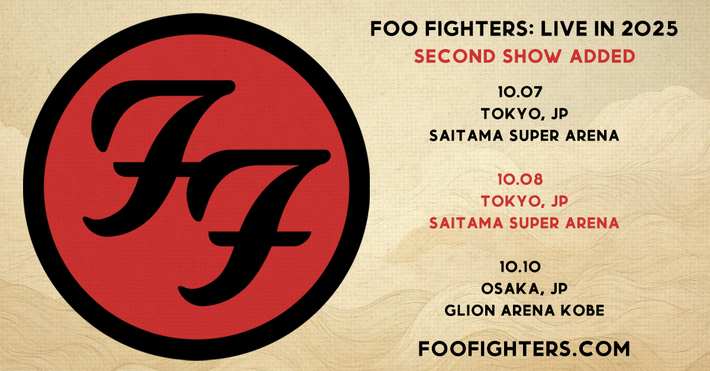 FOO FIGHTERS、17年ぶり単独来日ツアー追加公演決定。さいたまスーパーアリーナにて10/8開催