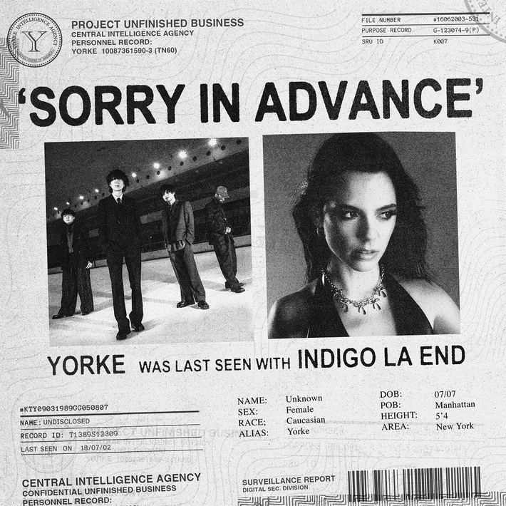 indigo la End × オーストラリアのオルタナティヴ・ポップ・アーティスト Yorkeのコラボ楽曲「Sorry In Advance」配信リリース。ツアーでの登場SEがきっかけで実現
