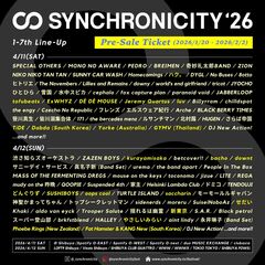 "SYNCHRONICITY'26"、第7弾ラインナップでExWHYZ、Jeremy Quartus、tofubeats、DÉ DÉ MOUSE、bacho、ハク。、SUSHIBOYS、新東京、PHOEBE RINGS等22組発表