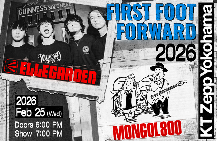 ELLEGARDEN × MONGOL800、21年ぶりの対バンが実現。2組合同の2026年初ライヴ"FIRST FOOT FORWARD 2026"急遽決定、KT Zepp Yokohamaにて2/25開催